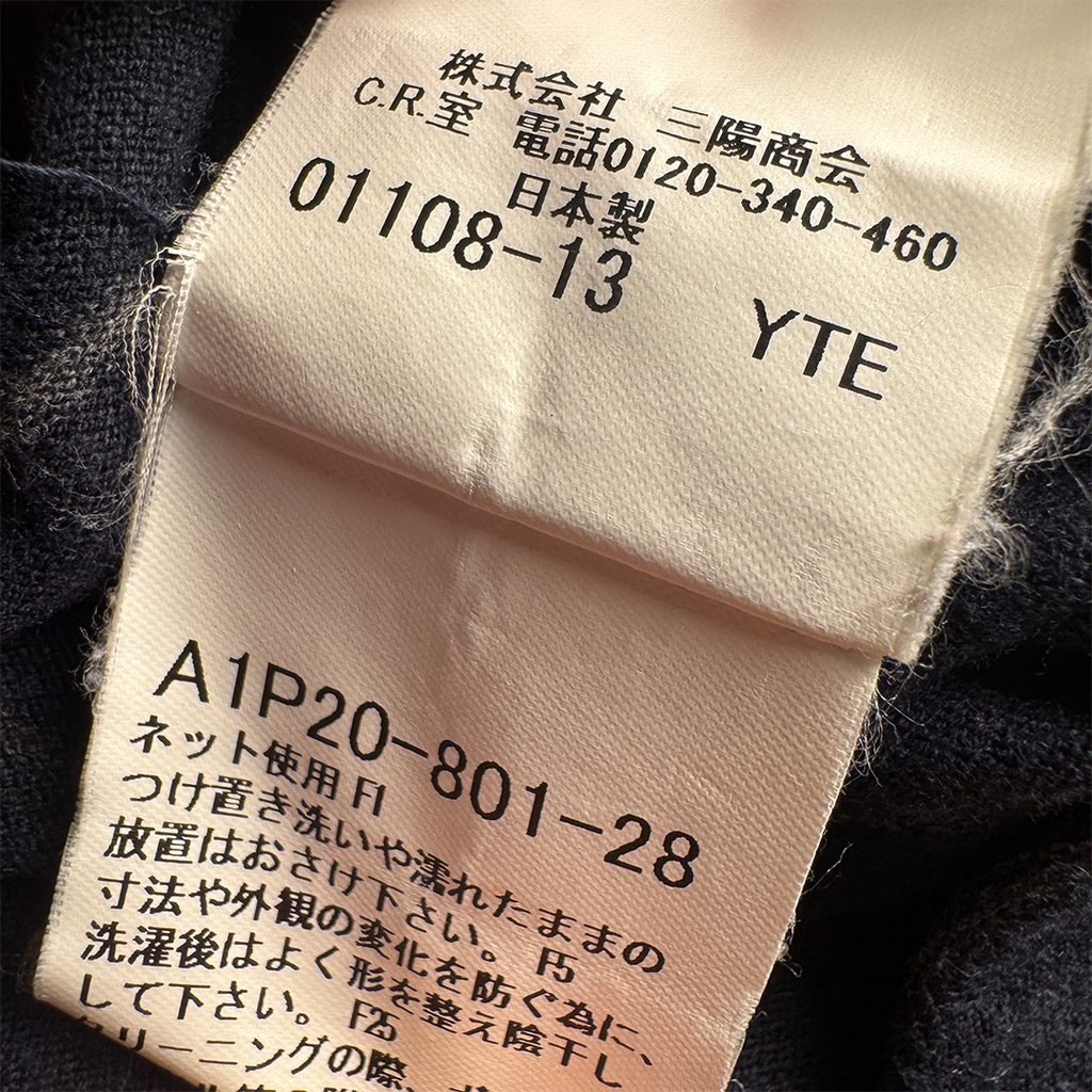 BURBERRY Lined Navy Blue Long-Sleeved Polo Shirt (M)