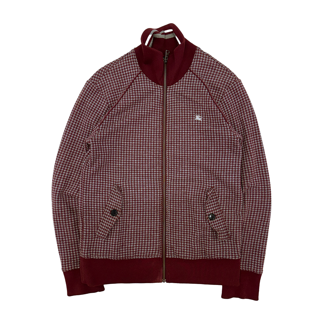 Burberry Black Label Red and Check Reversible Zip Sweater (2 - M)