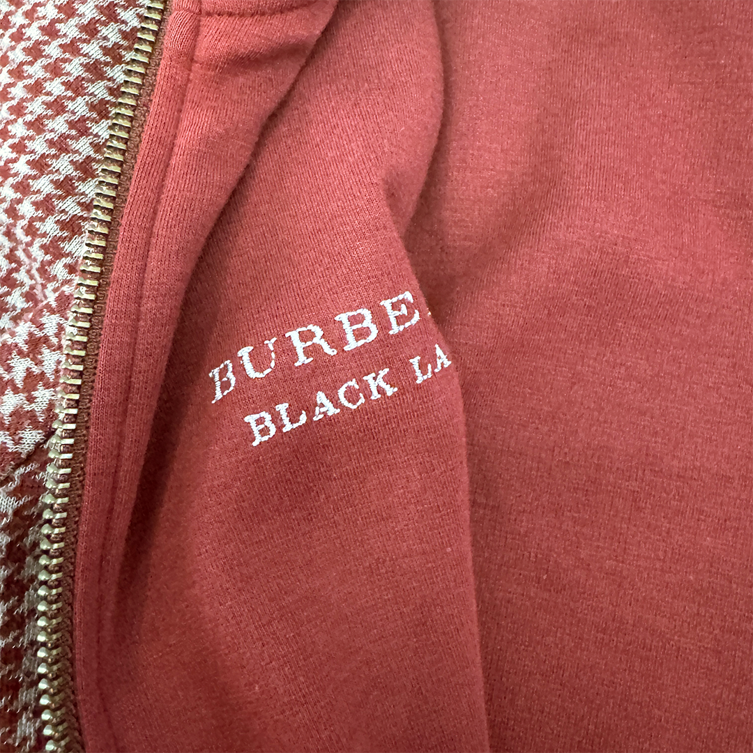 Burberry Black Label Red and Check Reversible Zip Sweater (2 - M)