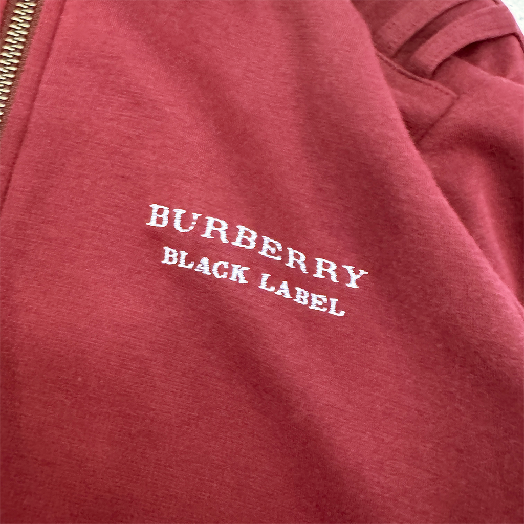 Burberry Black Label Red and Check Reversible Zip Sweater (2 - M)