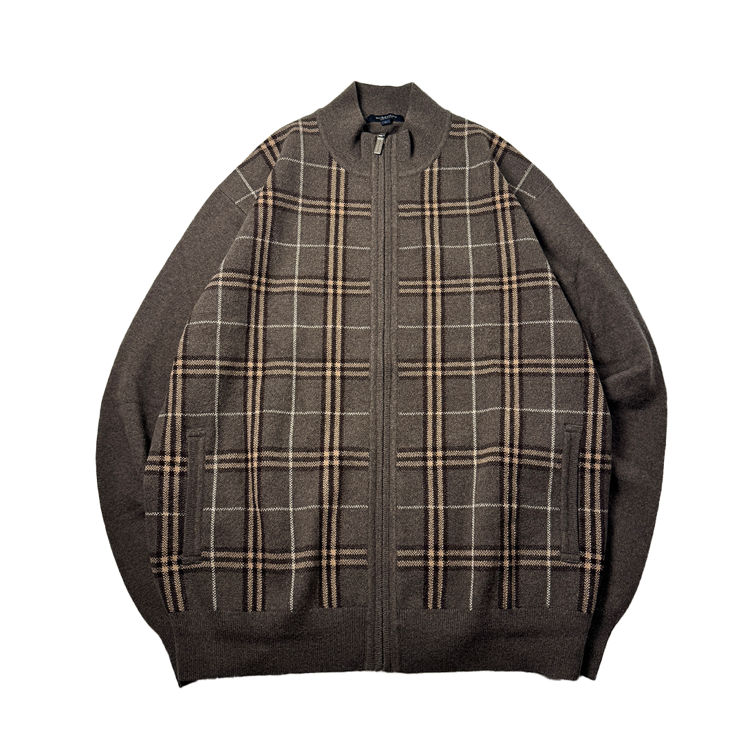 Burberry London Tartan Check Zip Up Sweater (L)