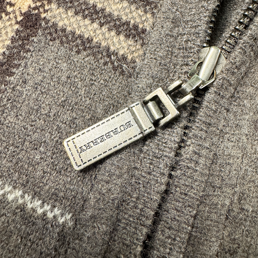Burberry London Tartan Check Zip Up Sweater (L)