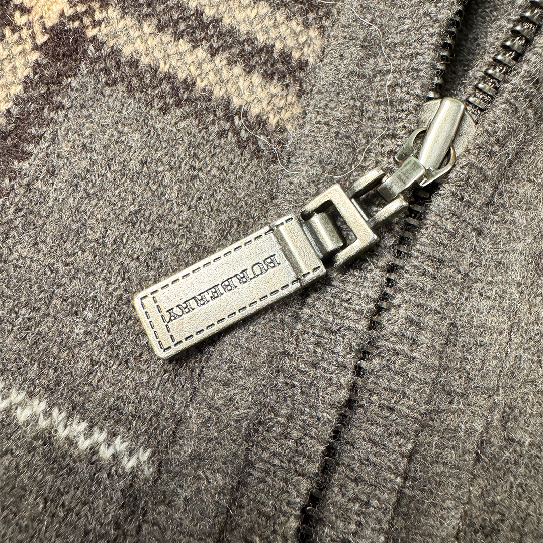 Burberry London Tartan Check Zip Up Sweater (L)