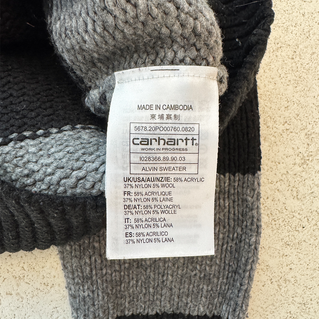Carhartt Grey and Black Alvin Sweater (S)