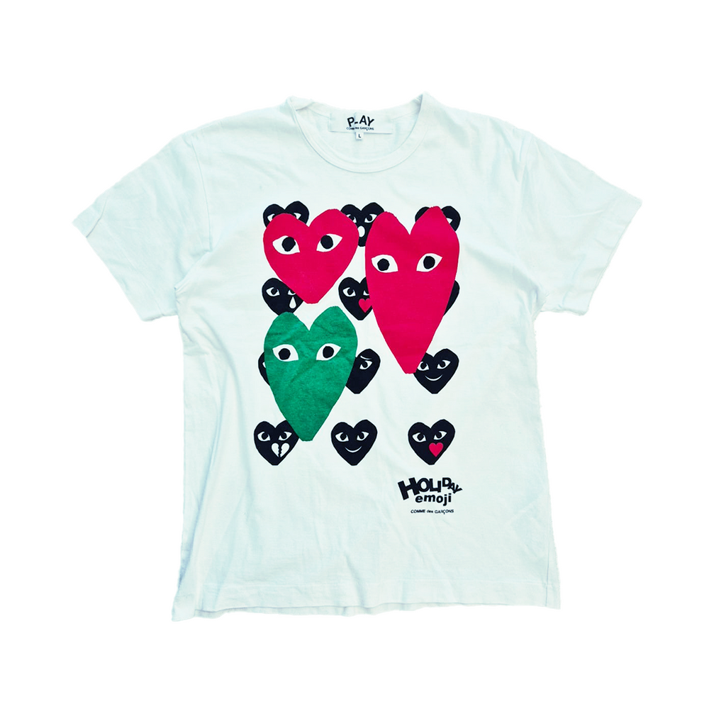 CDG Play Multi Heart White Tee (L)