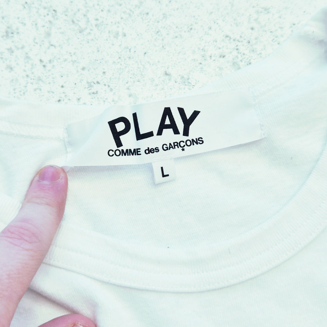 CDG Play Multi Heart White Tee (L)