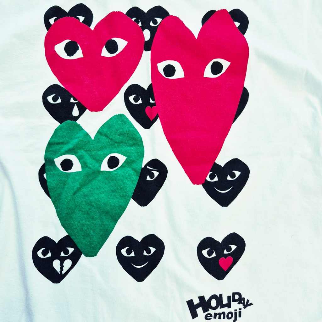 CDG Play Multi Heart White Tee (L)