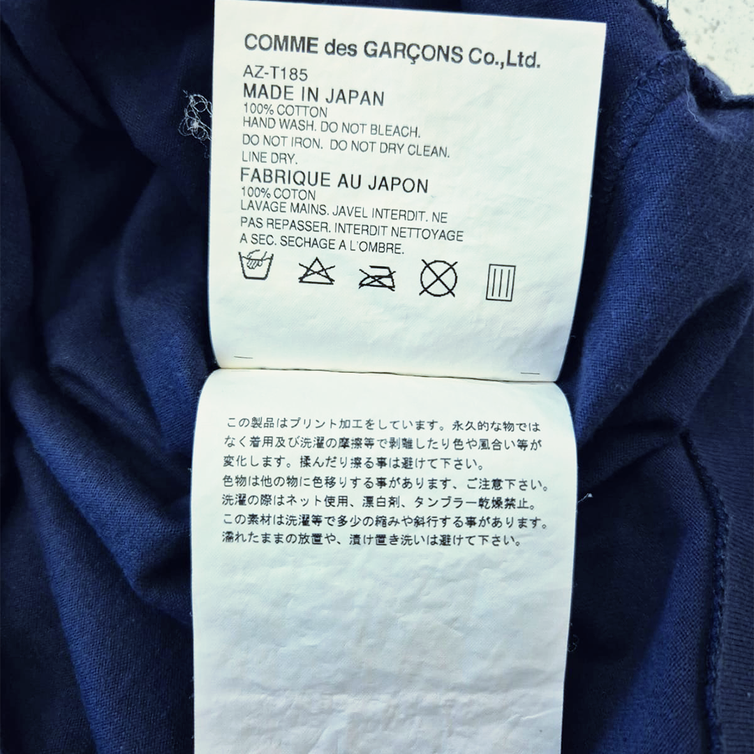 CDG Play 3 Heart Navy Tee (L)