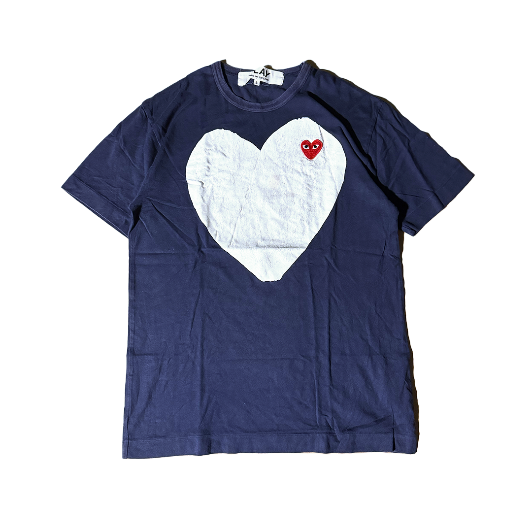 CDG Play Big Heart Navy Tee (L)