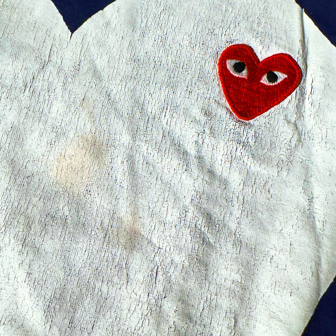 CDG Play Big Heart Navy Tee (L)