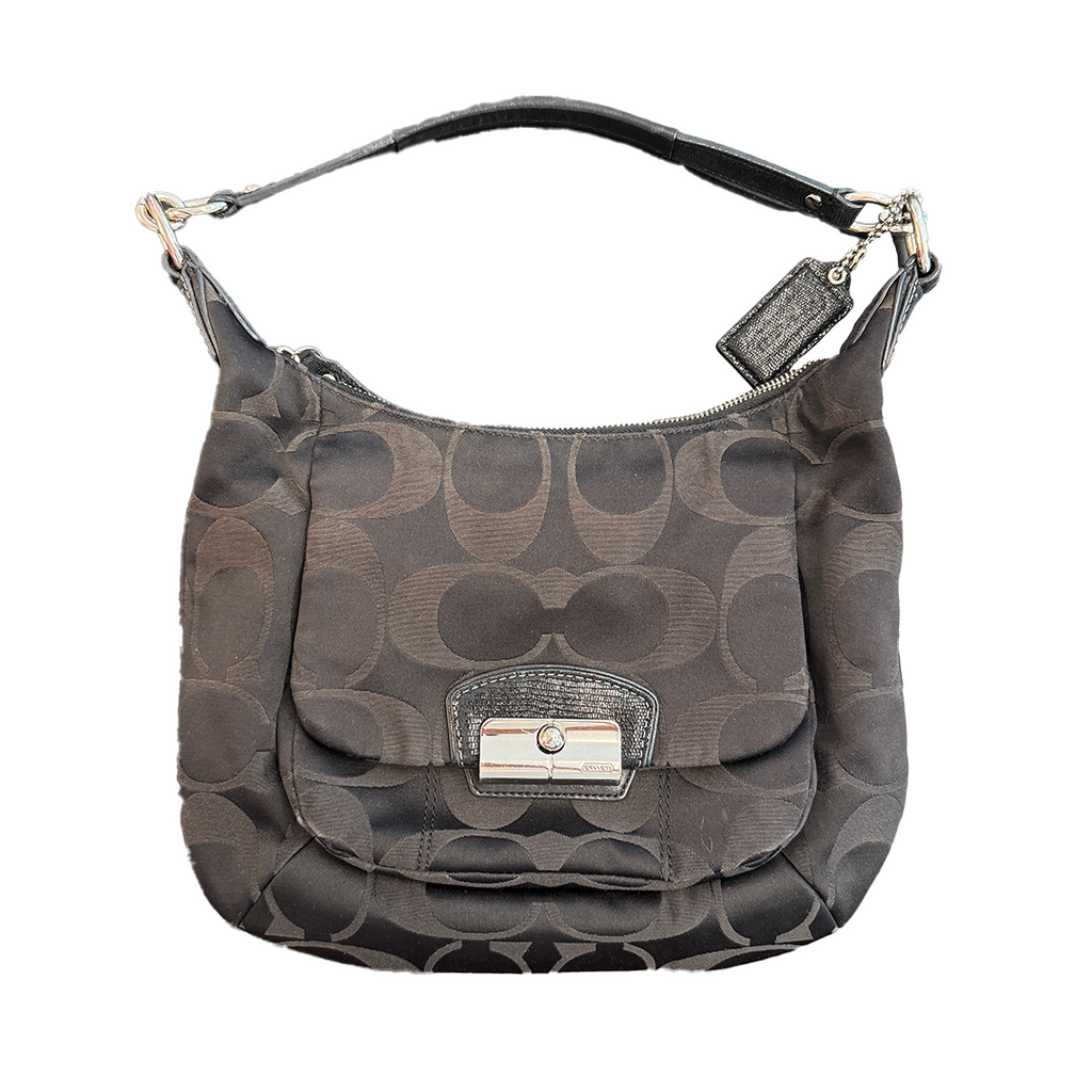 Coach 2-Way Bag Satin Signature Black Y2K