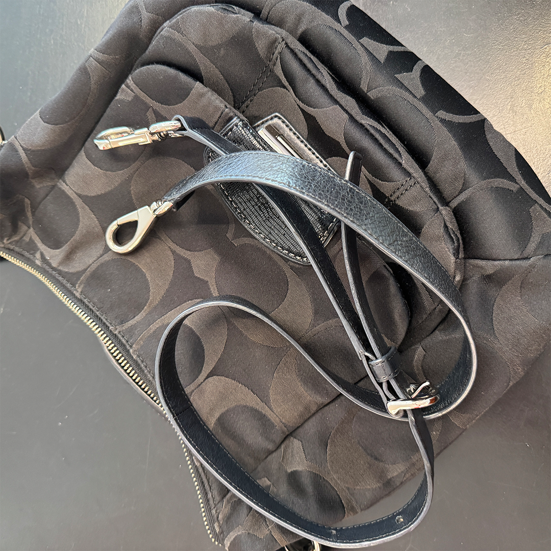 Coach 2-Way Bag Satin Signature Black Y2K