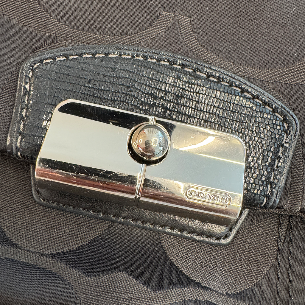 Coach 2-Way Bag Satin Signature Black Y2K