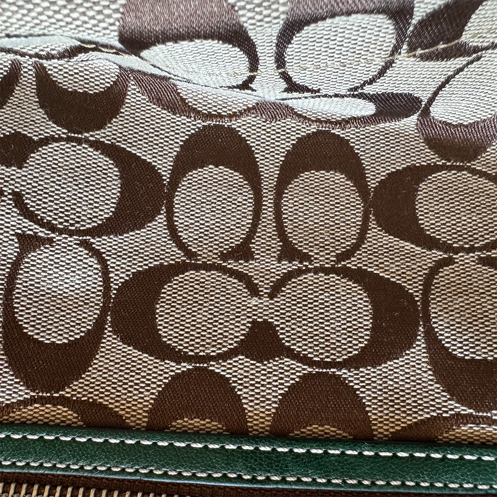 Coach Handbag Signature Emerald Suede