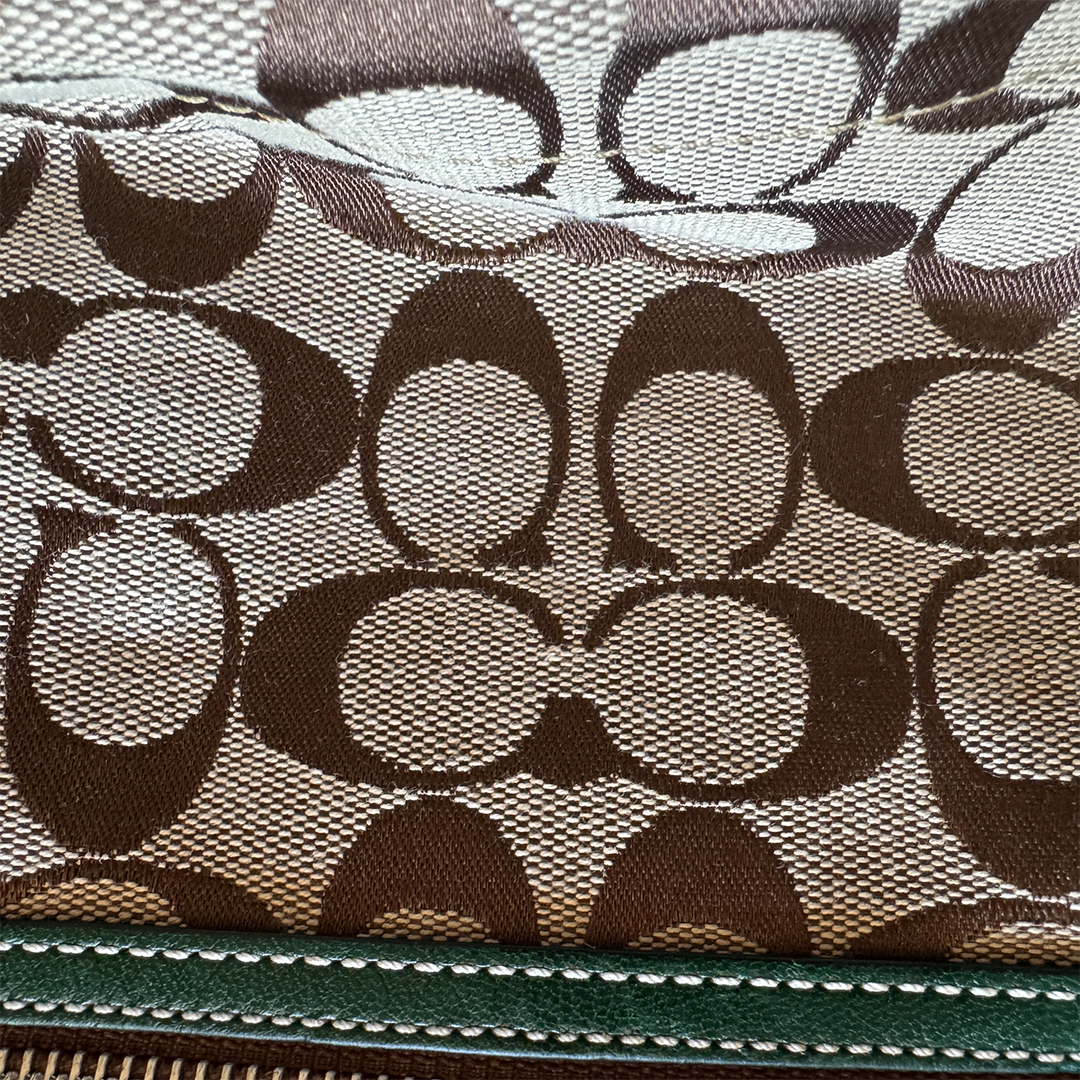 Coach Handbag Signature Emerald Suede