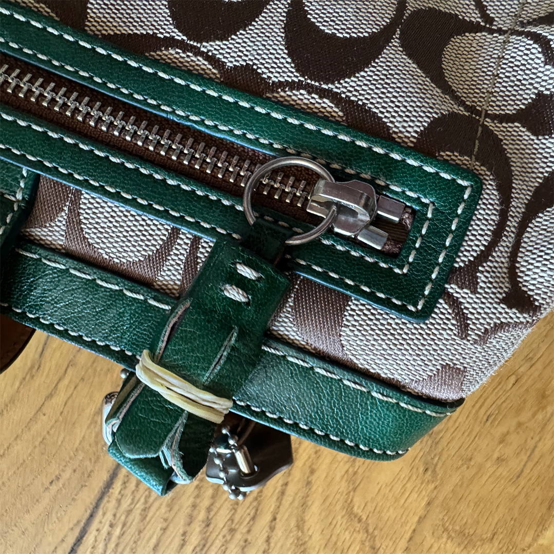 Coach Handbag Signature Emerald Suede