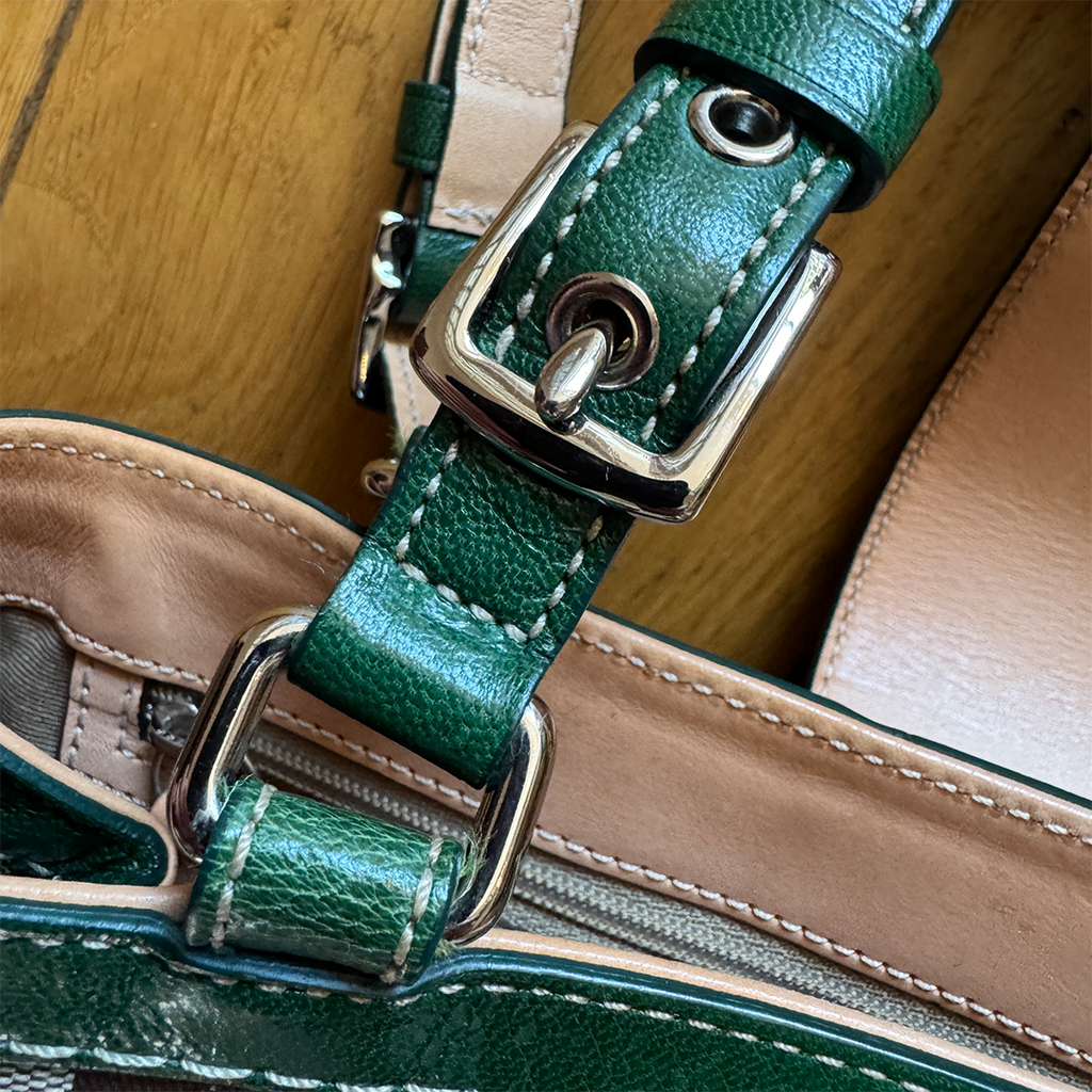 Coach Handbag Signature Emerald Suede