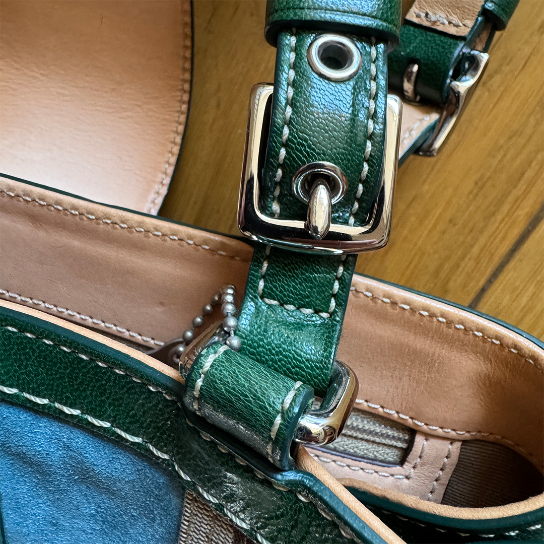 Coach Handbag Signature Emerald Suede