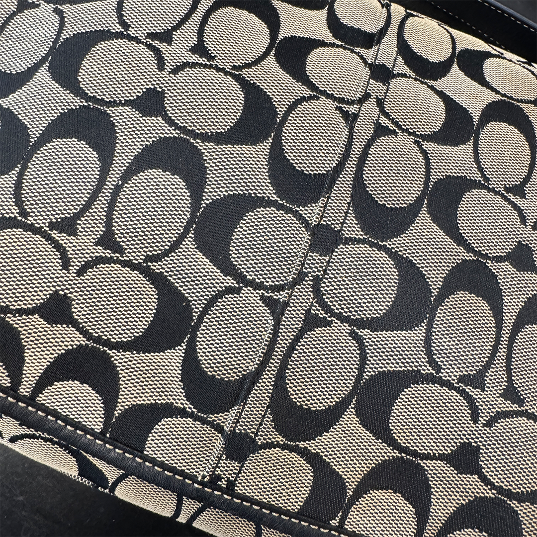 COACH Shoulder Bag Beige Canvas