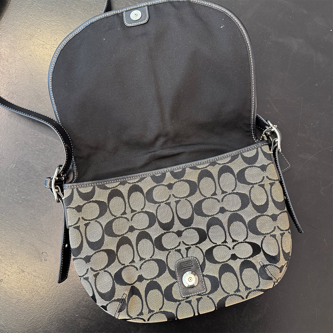 COACH Shoulder Bag Beige Canvas