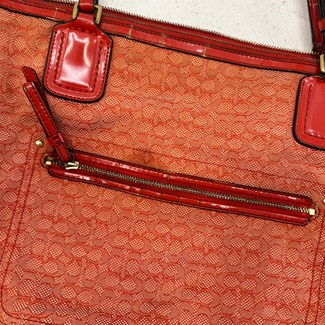 Coach Mini Signature Jacquard Red Bag