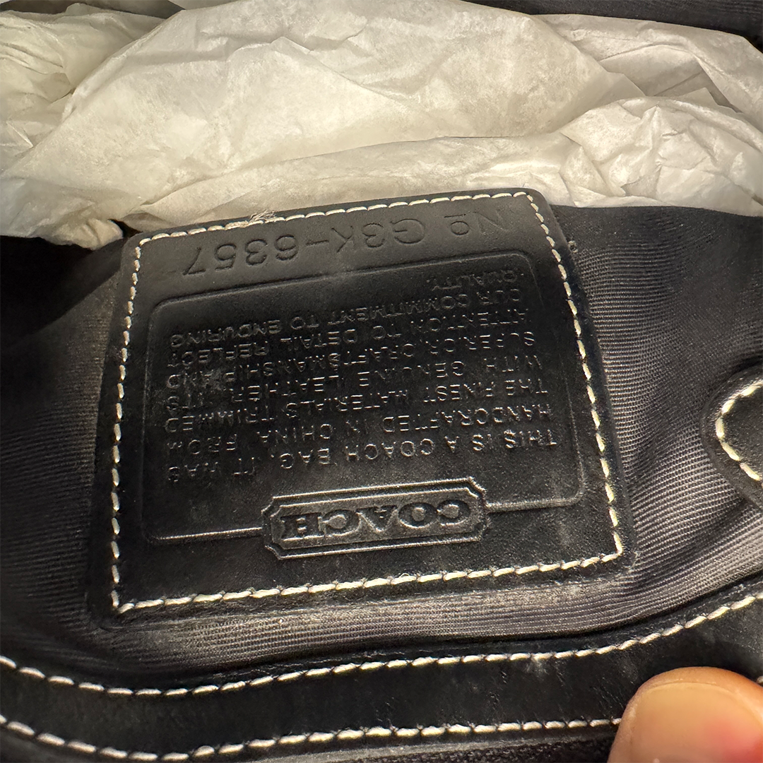 Coach Signature Pattern Black Canvas Shoulder Bag