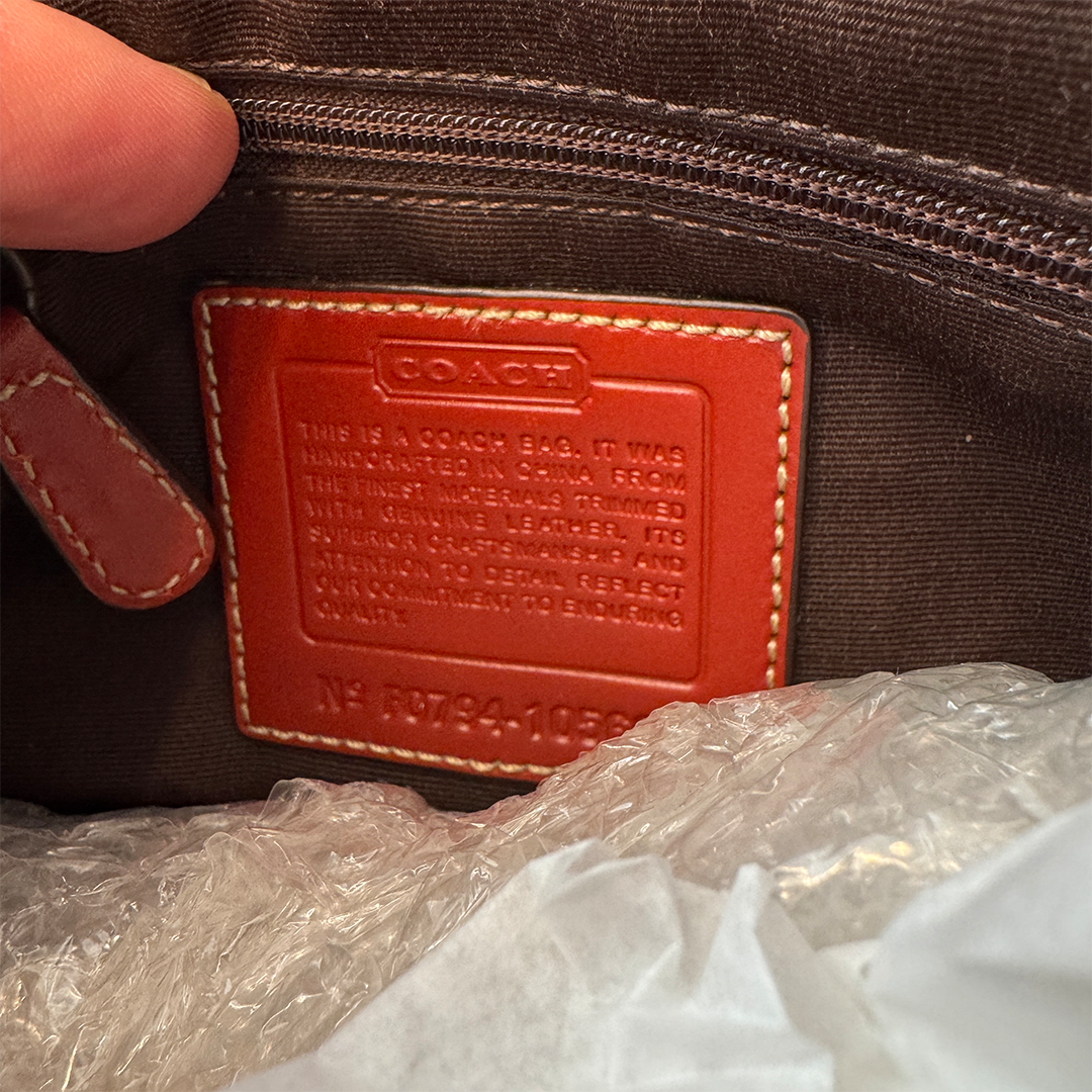 Coach Beige Red Signature Turnlock Crossbody Bag