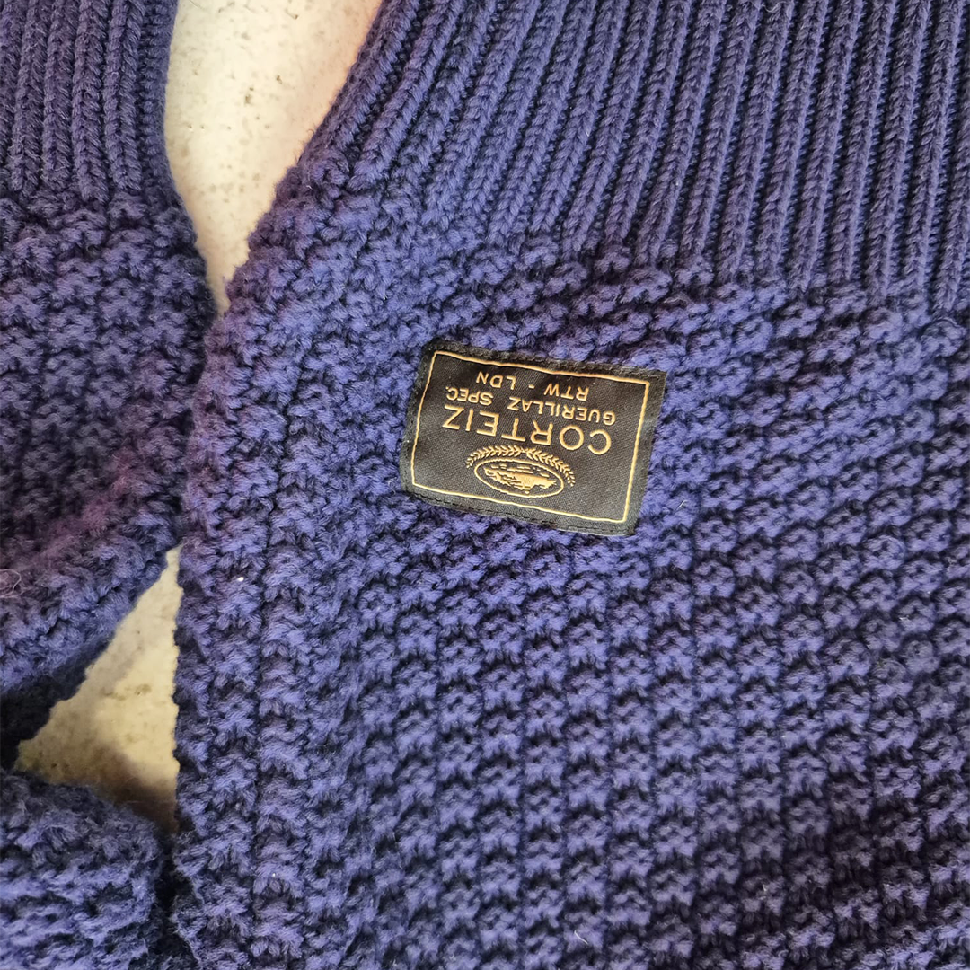 Corteiz Waffle Knit Blue Sweater (M)