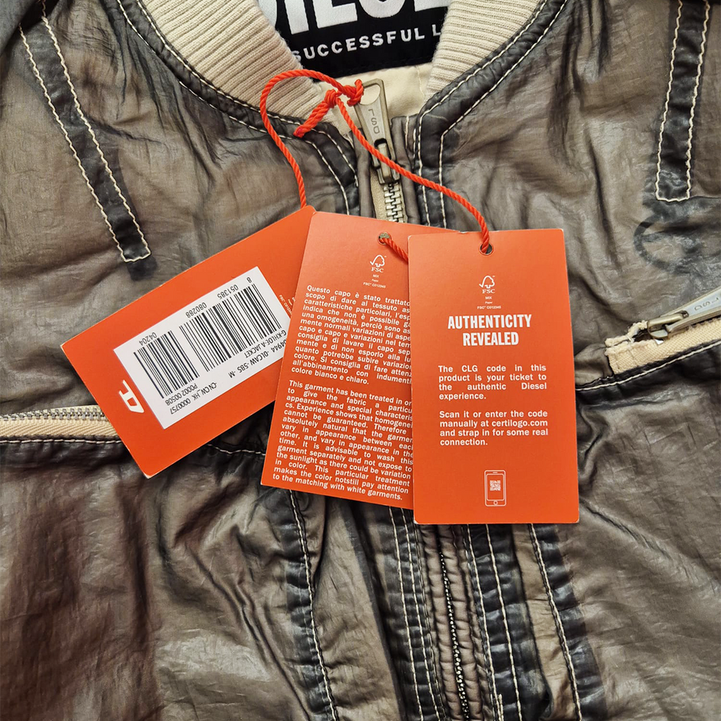 Diesel Cropped Double Layer Nylon Khaki Bomber Jacket (S)