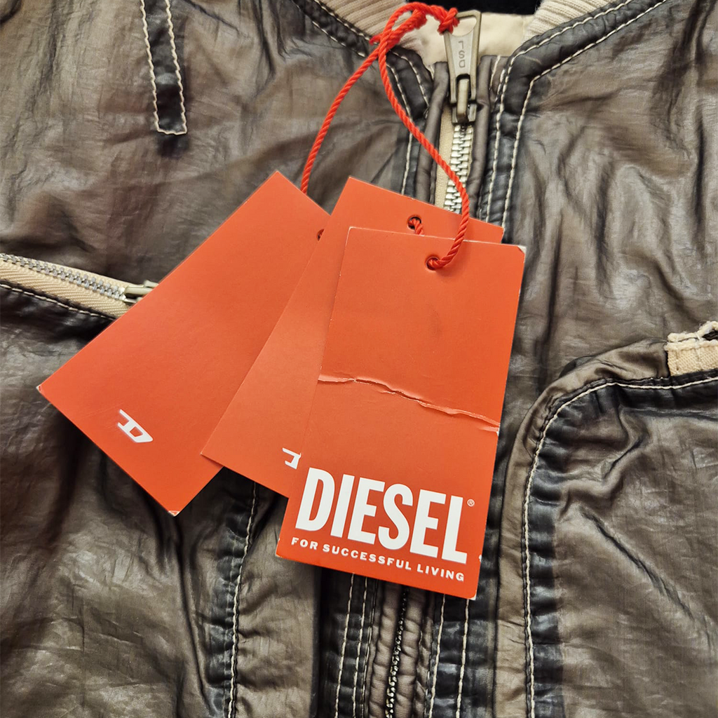 Diesel Cropped Double Layer Nylon Khaki Bomber Jacket (S)
