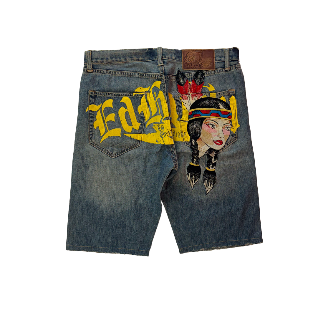 Ed Hardy Indian Embroidery Denim Short (32)