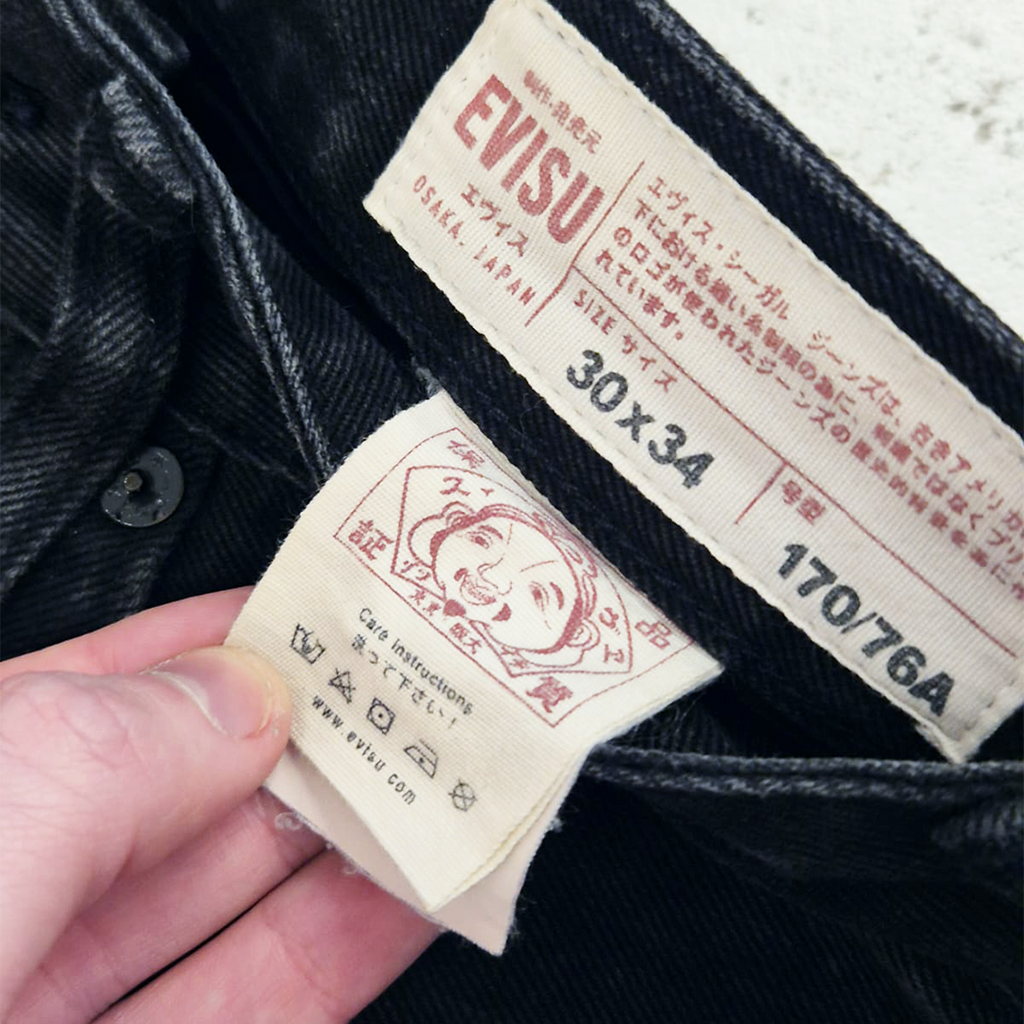 Evisu Daicock Embroidery Flower Black Denim Pants (30x34)