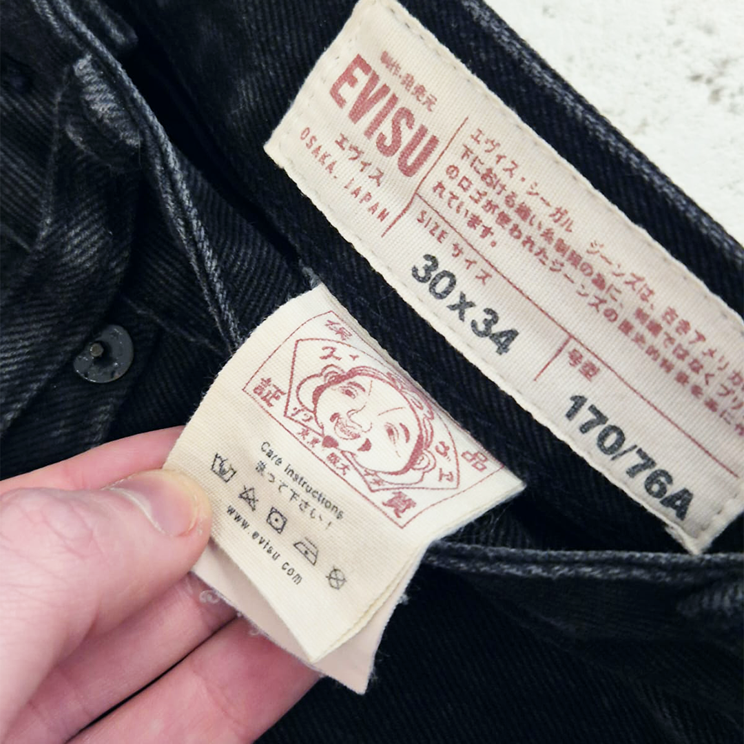 Evisu Daicock Embroidery Flower Black Denim Pants (30x34)