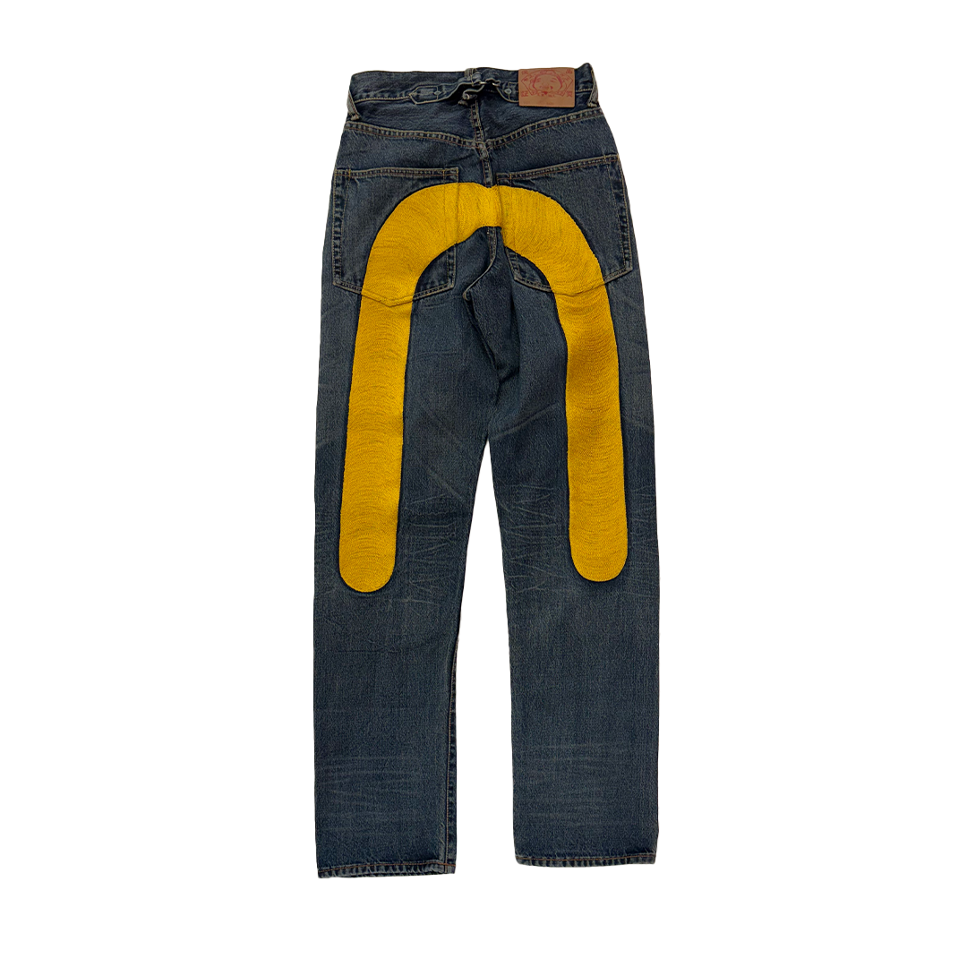 Evisu Daicock Yellow Embroidery Baggy Pants (28)