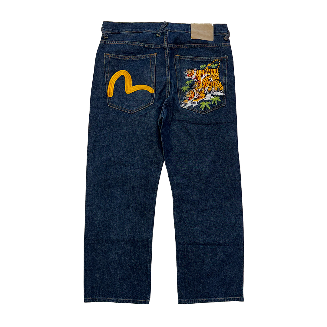 Evisu Embroidered Tiger Baggy Jeans (36)