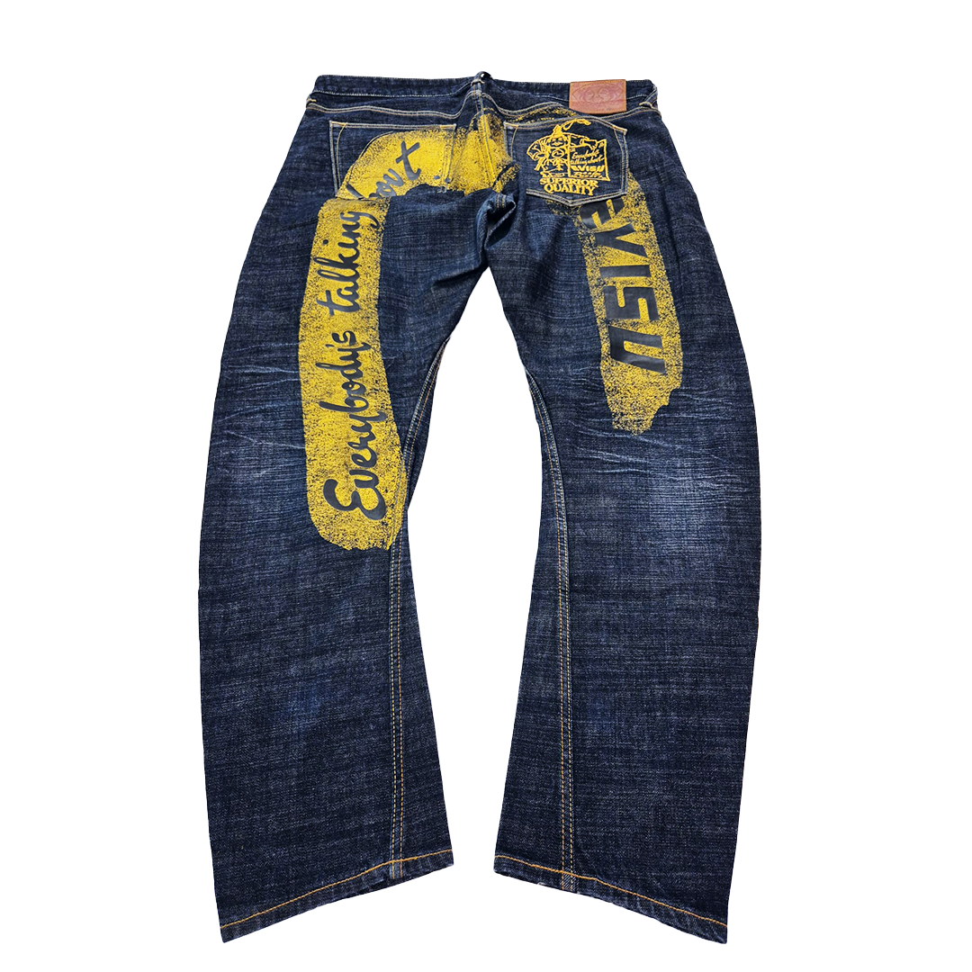 Evisu Yellow Daicock Everybody Talkin About Denim Pants (40)
