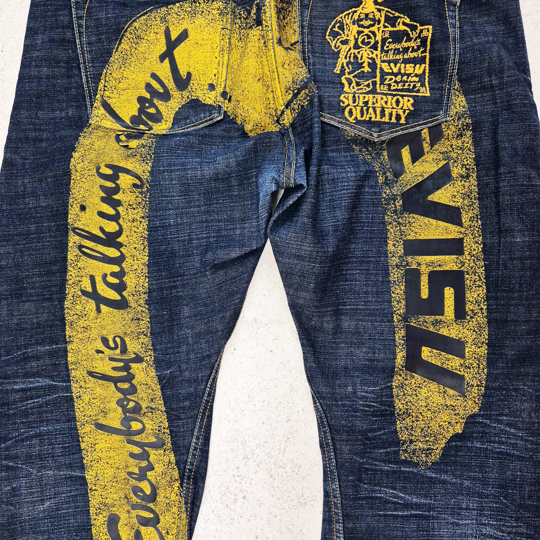Evisu Yellow Daicock Everybody Talkin About Denim Pants (40)