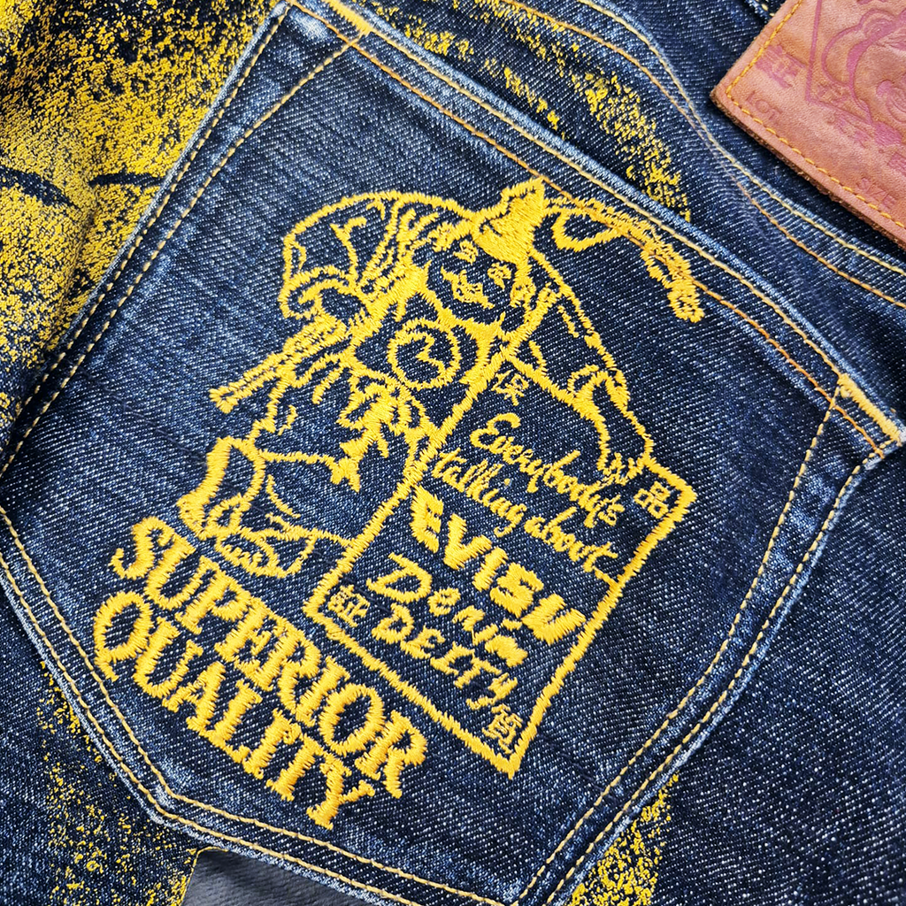 Evisu Yellow Daicock Everybody Talkin About Denim Pants (40)