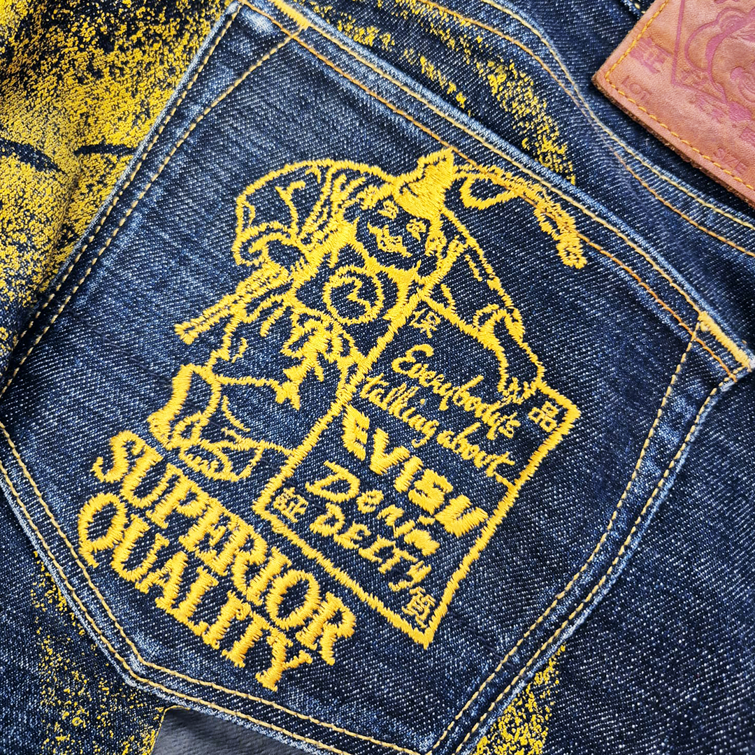 Evisu Yellow Daicock Everybody Talkin About Denim Pants (40)