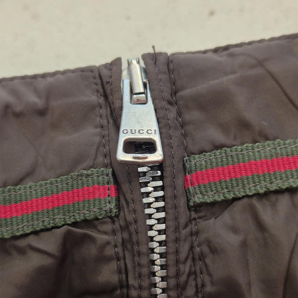 Gucci Web Collar Brown Windbreaker Jacket (46)