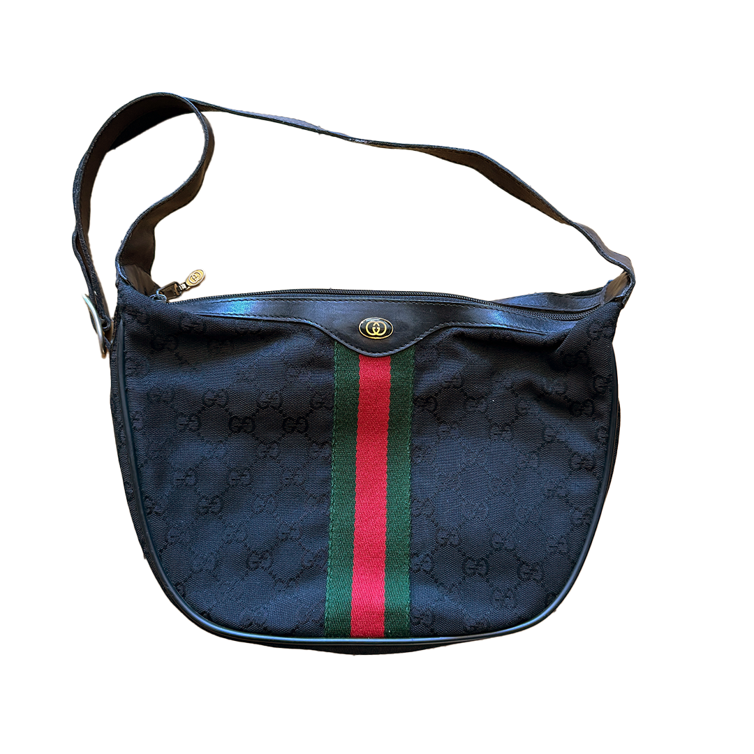 Gucci Vintage Canvas Sherry Line Shoulder Bag
