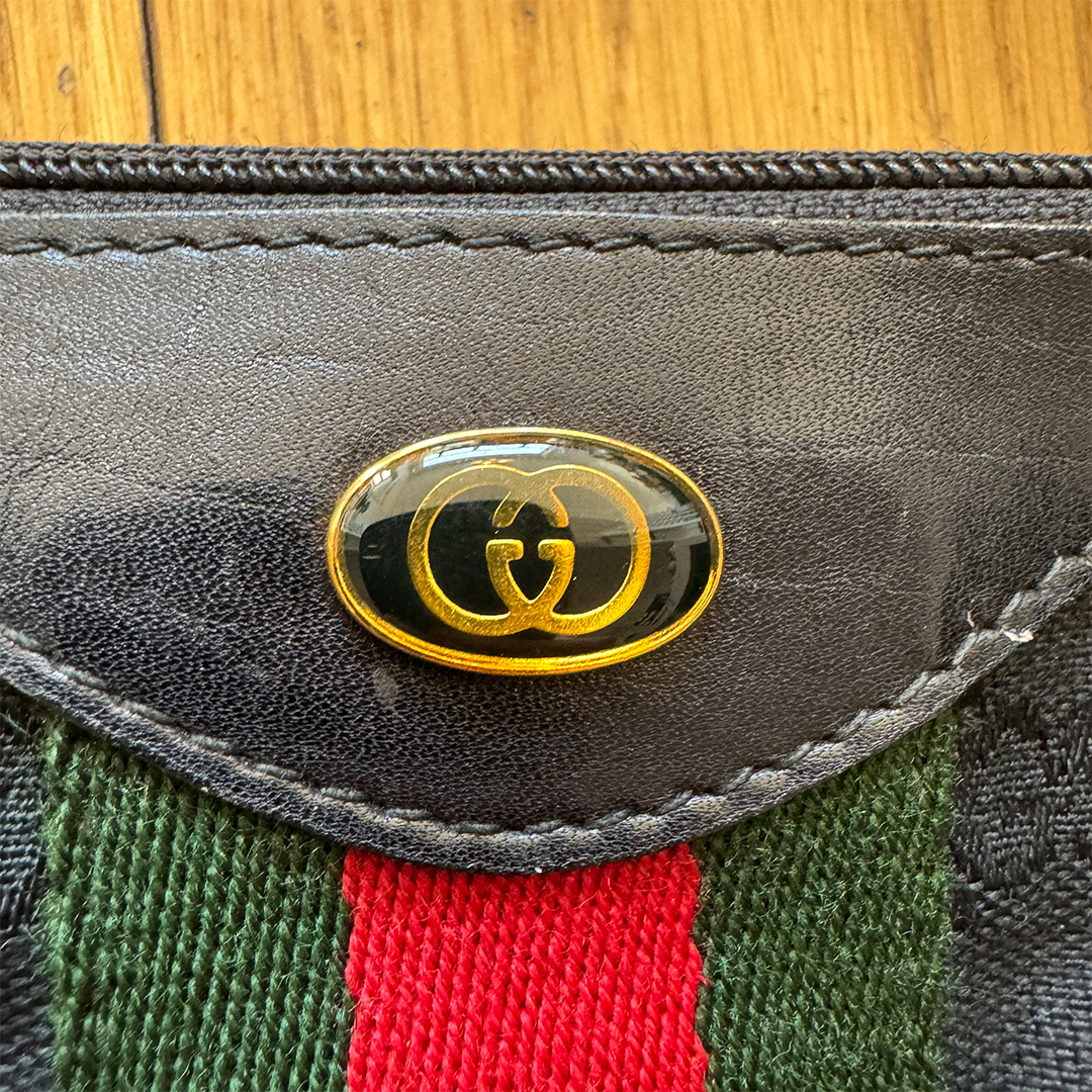 Gucci Vintage Canvas Sherry Line Shoulder Bag