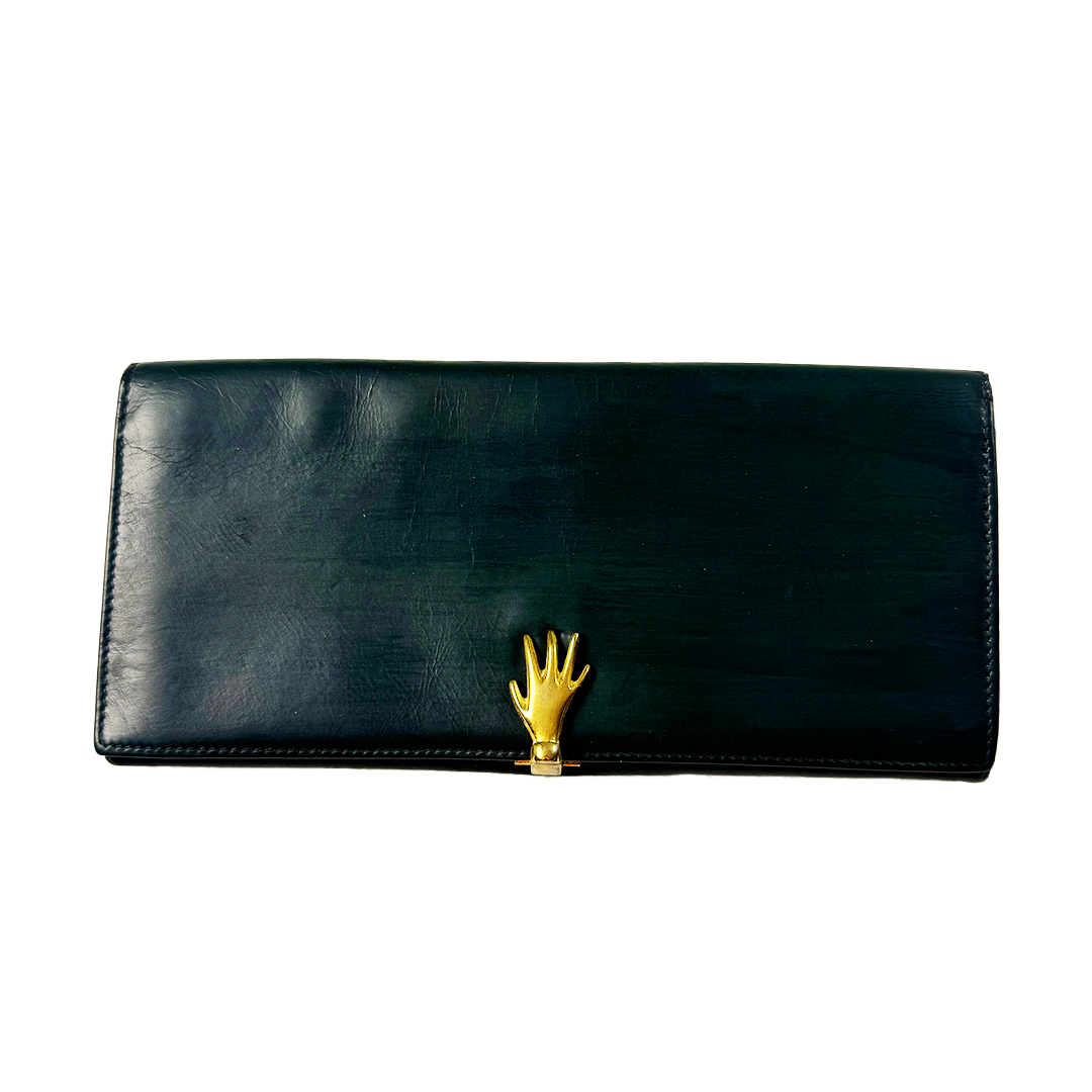 GUCCI Vintage Golden Hand Dark Green Wallet