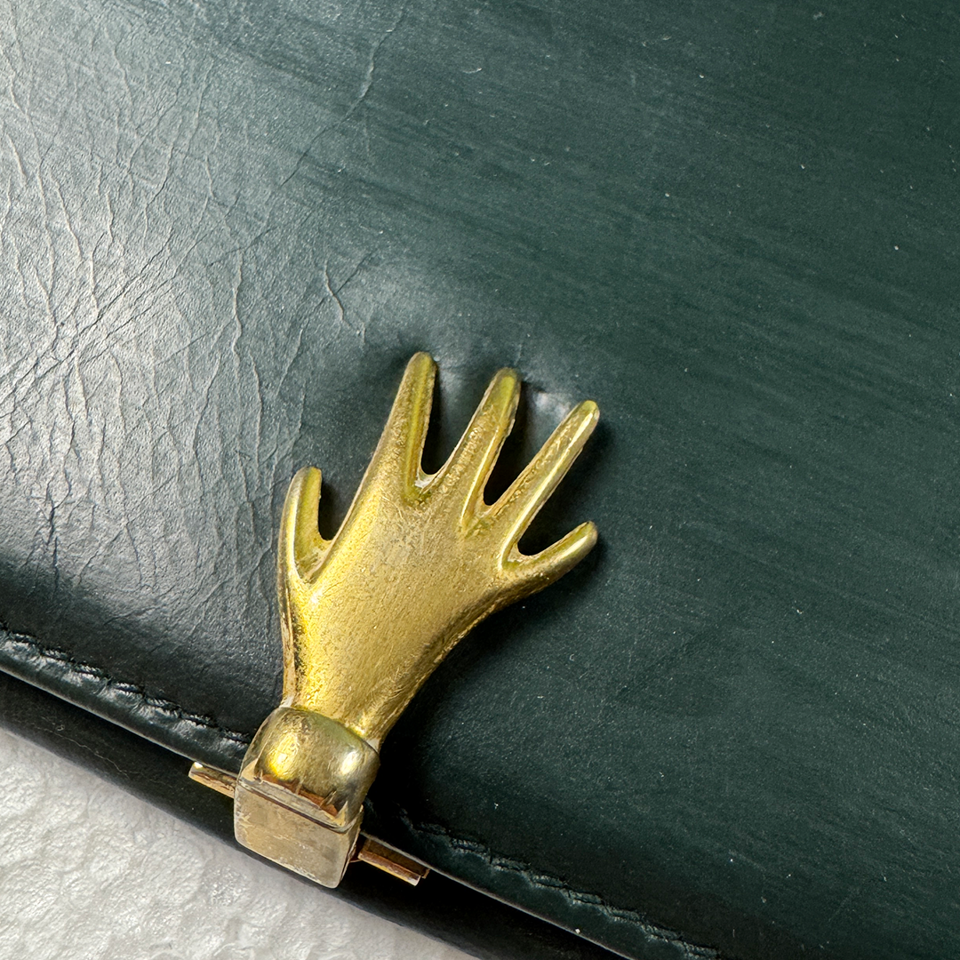 GUCCI Vintage Golden Hand Dark Green Wallet