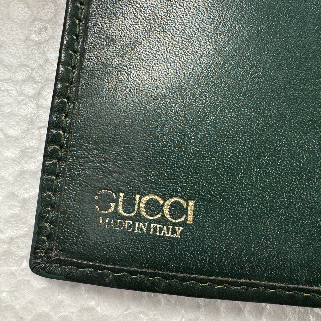 GUCCI Vintage Golden Hand Dark Green Wallet