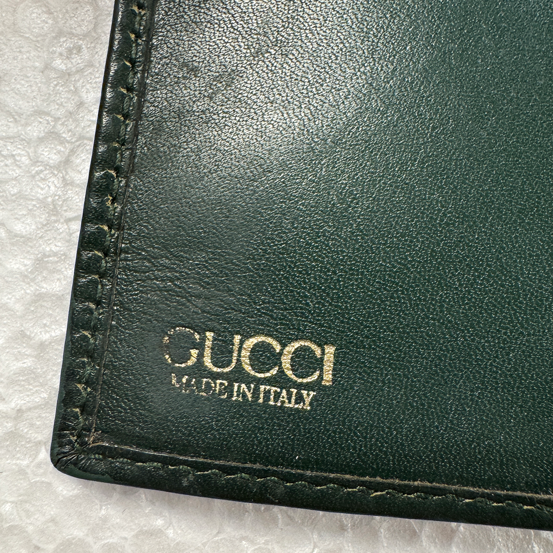 GUCCI Vintage Golden Hand Dark Green Wallet