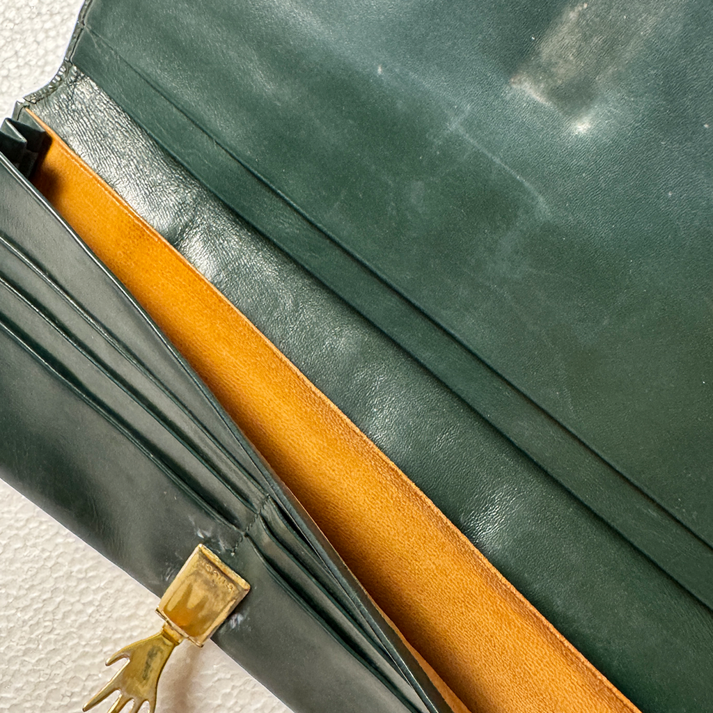 GUCCI Vintage Golden Hand Dark Green Wallet
