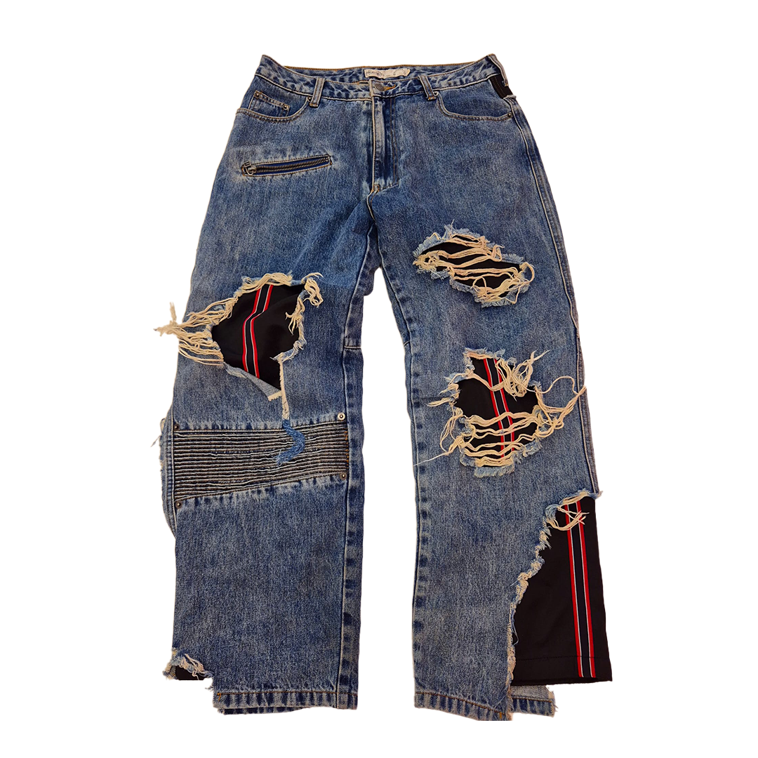 HIGH-GATE Layered Denim Y2K Pants (S)