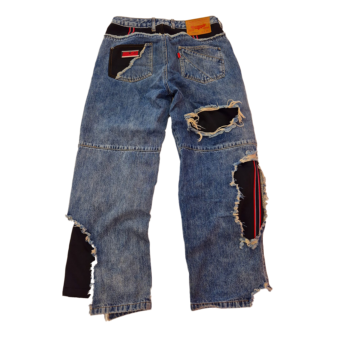 HIGH-GATE Layered Denim Y2K Pants (S)