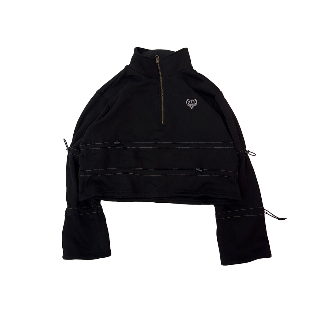 HTH Draw Cord Half Zip Black Sweat (ONE SIZE)